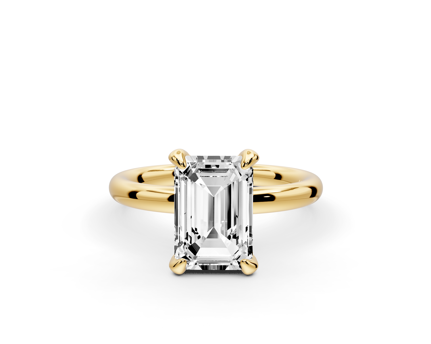 Shira - 2ct 14k yellow gold emerald diamond with hidden halo and diamond crown talon prong solitaire Engagement ring