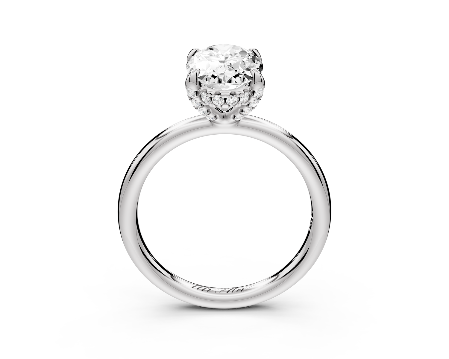 Shira - 2ct 14k white gold oval diamond with hidden halo and diamond crown talon prong solitaire Engagement ring