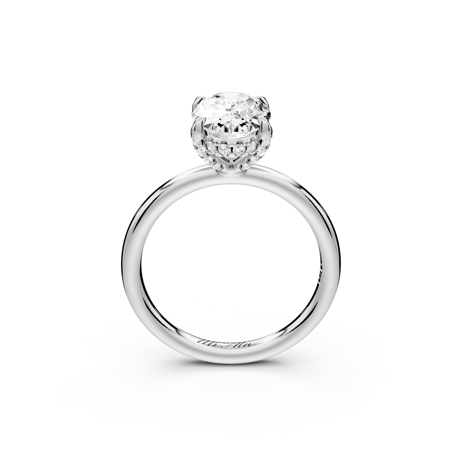 Shira - 2ct 14k white gold oval diamond with hidden halo and diamond crown talon prong solitaire Engagement ring