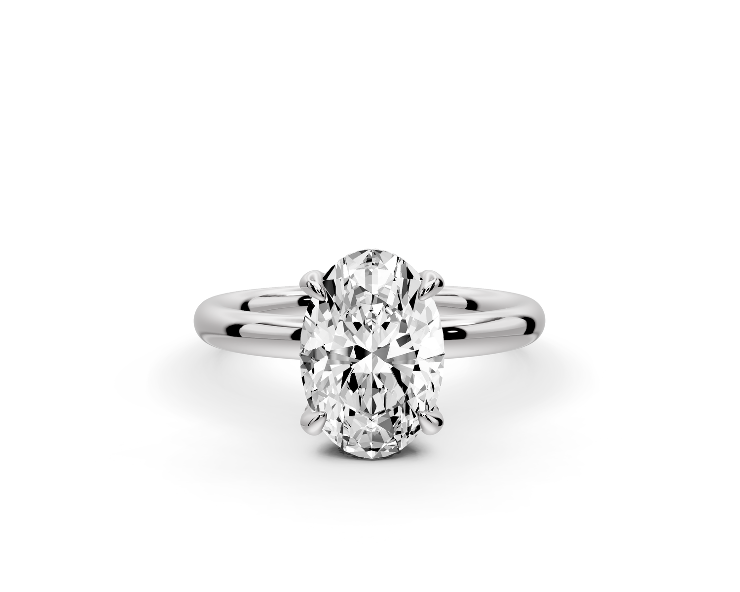 Shira - 2ct 14k white gold oval diamond with hidden halo and diamond crown talon prong solitaire Engagement ring