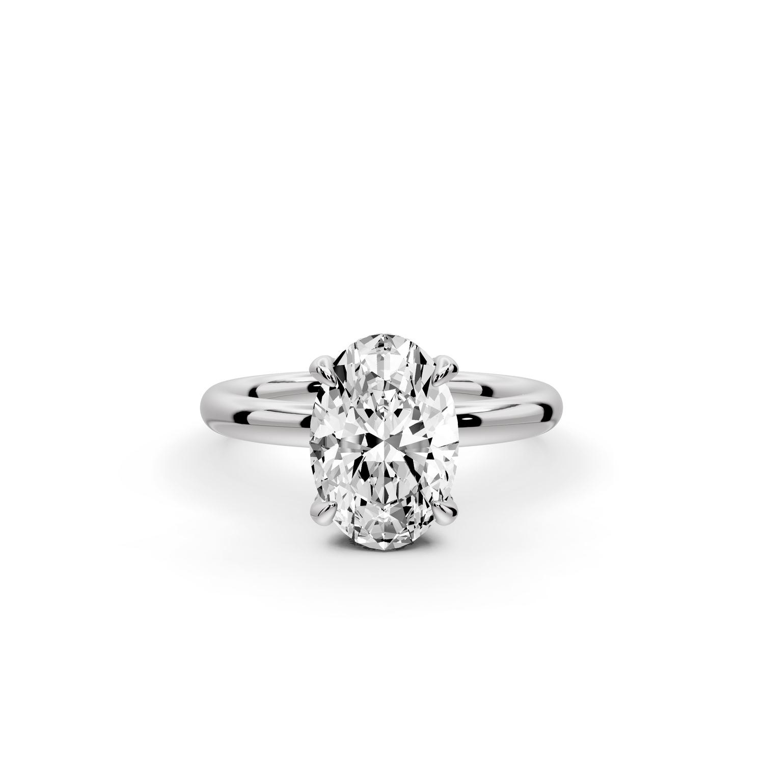 Shira - 2ct 14k white gold oval diamond with hidden halo and diamond crown talon prong solitaire Engagement ring
