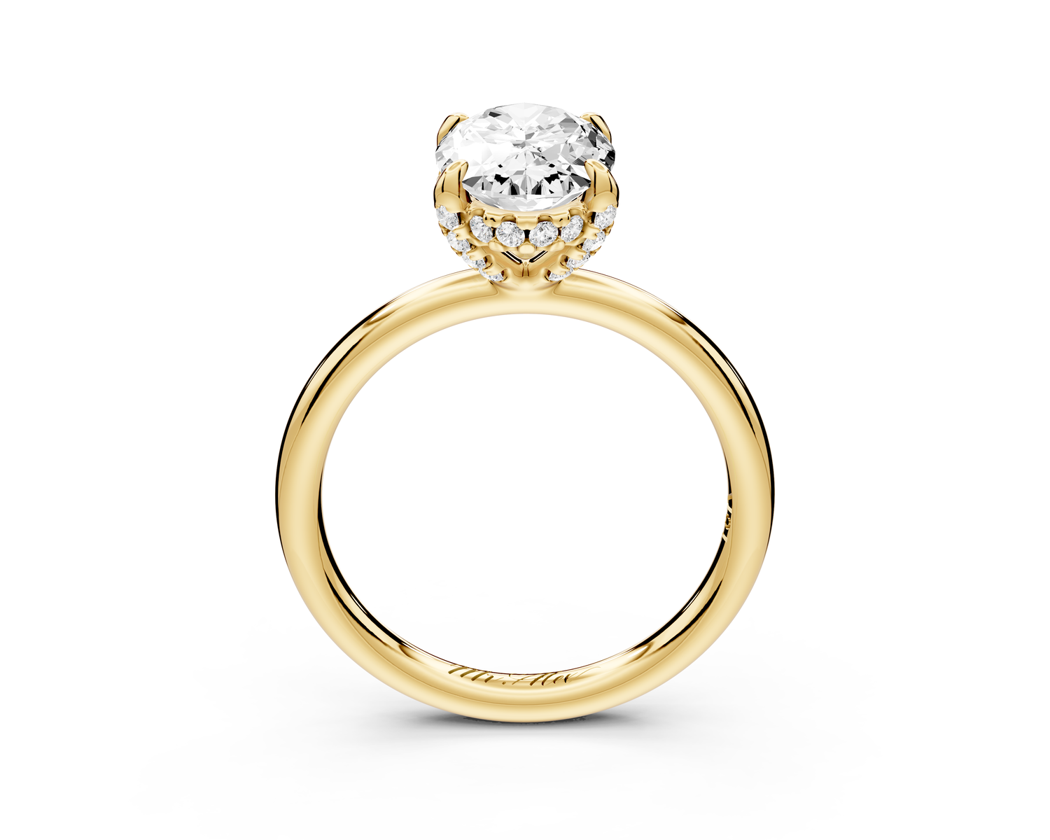 Shira - 2ct 14k yellow gold oval diamond with hidden halo and diamond crown talon prong solitaire Engagement ring