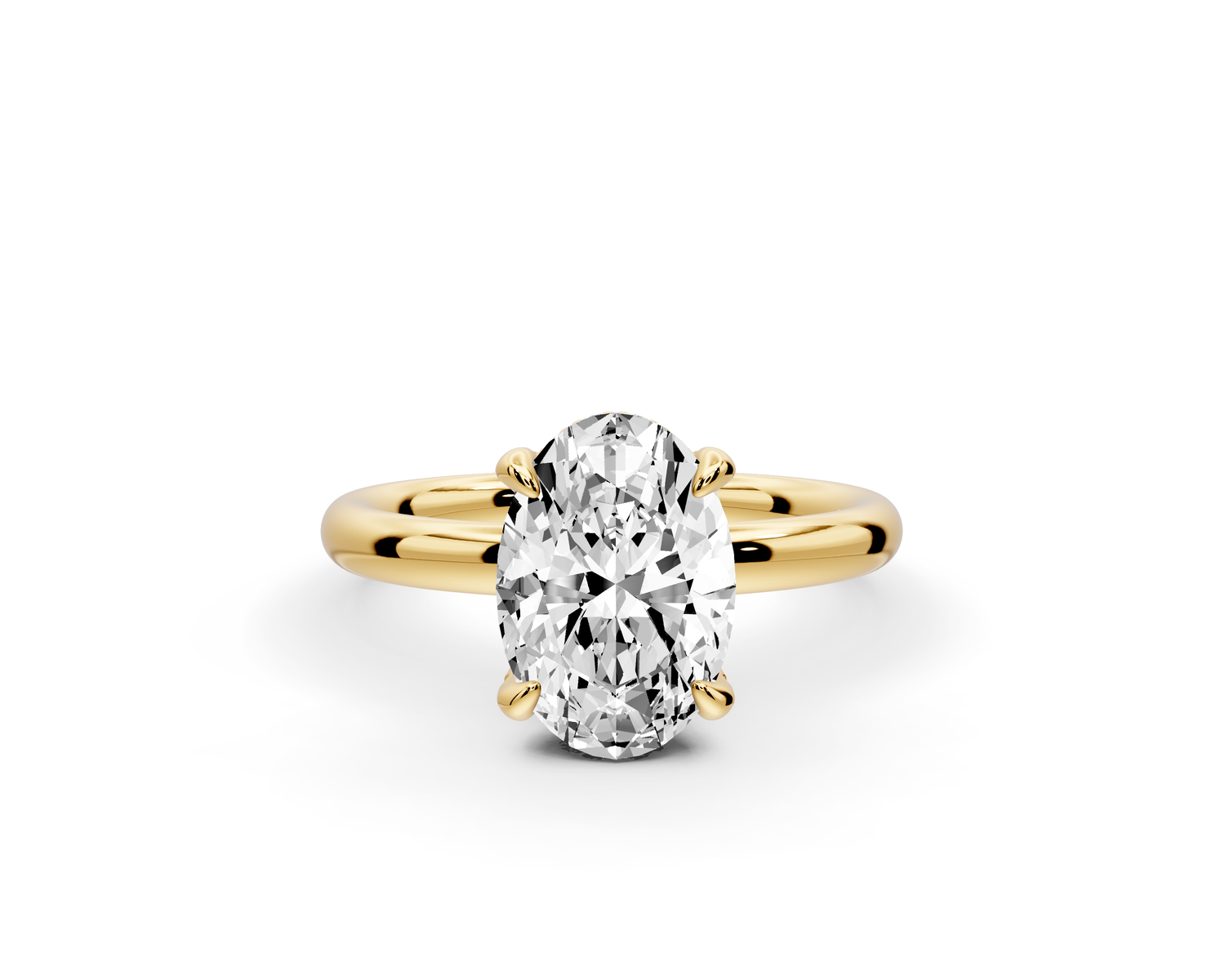 Shira - 2ct 14k yellow gold oval diamond with hidden halo and diamond crown talon prong solitaire Engagement ring