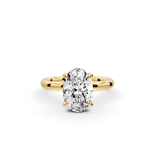 Shira - 2ct 14k yellow gold oval diamond with hidden halo and diamond crown talon prong solitaire Engagement ring