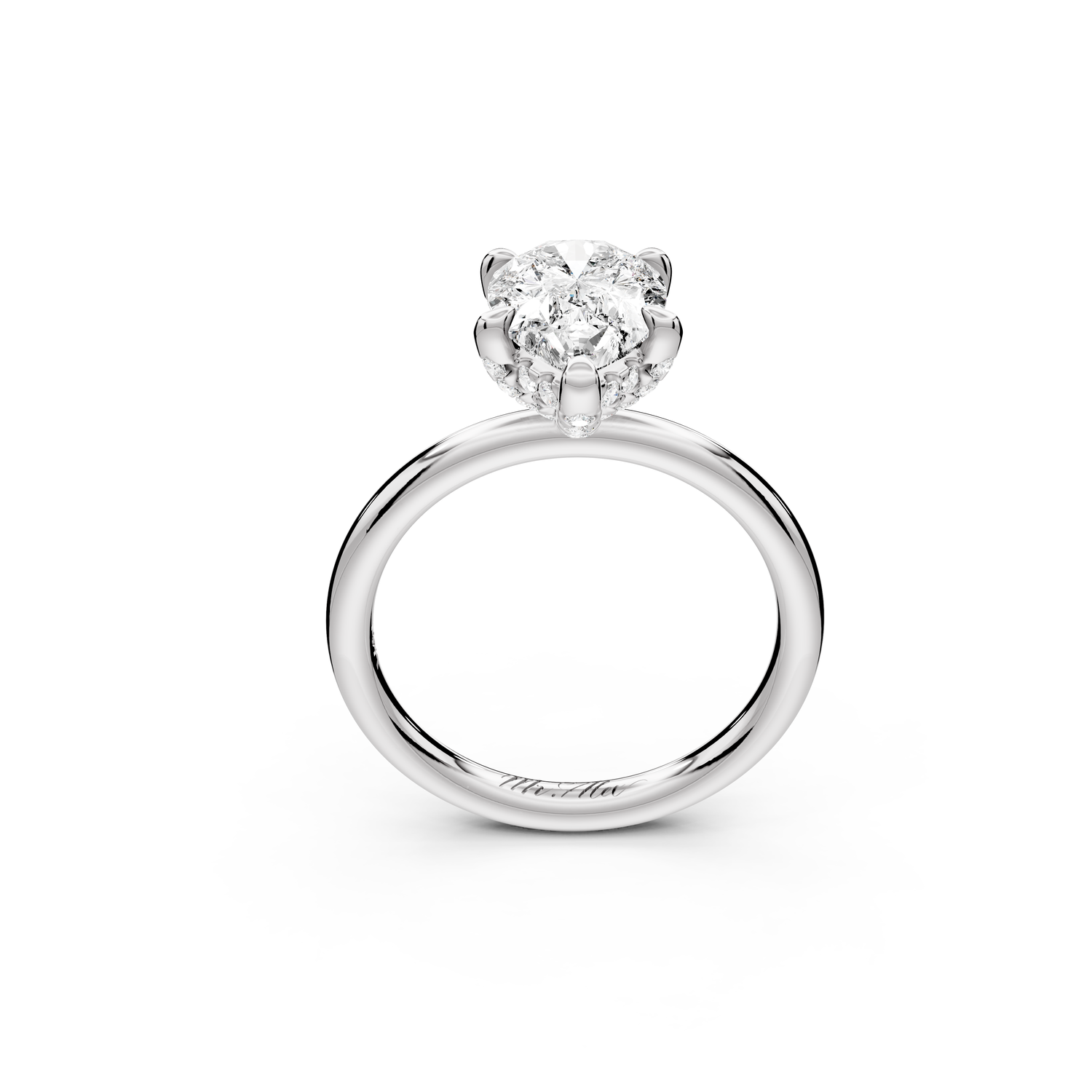 Shira - 2ct 14k white gold pear diamond with hidden halo and diamond crown talon prong solitaire Engagement ring