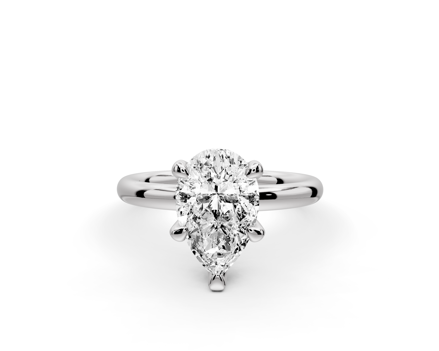 Shira - 2ct 14k white gold pear diamond with hidden halo and diamond crown talon prong solitaire Engagement ring