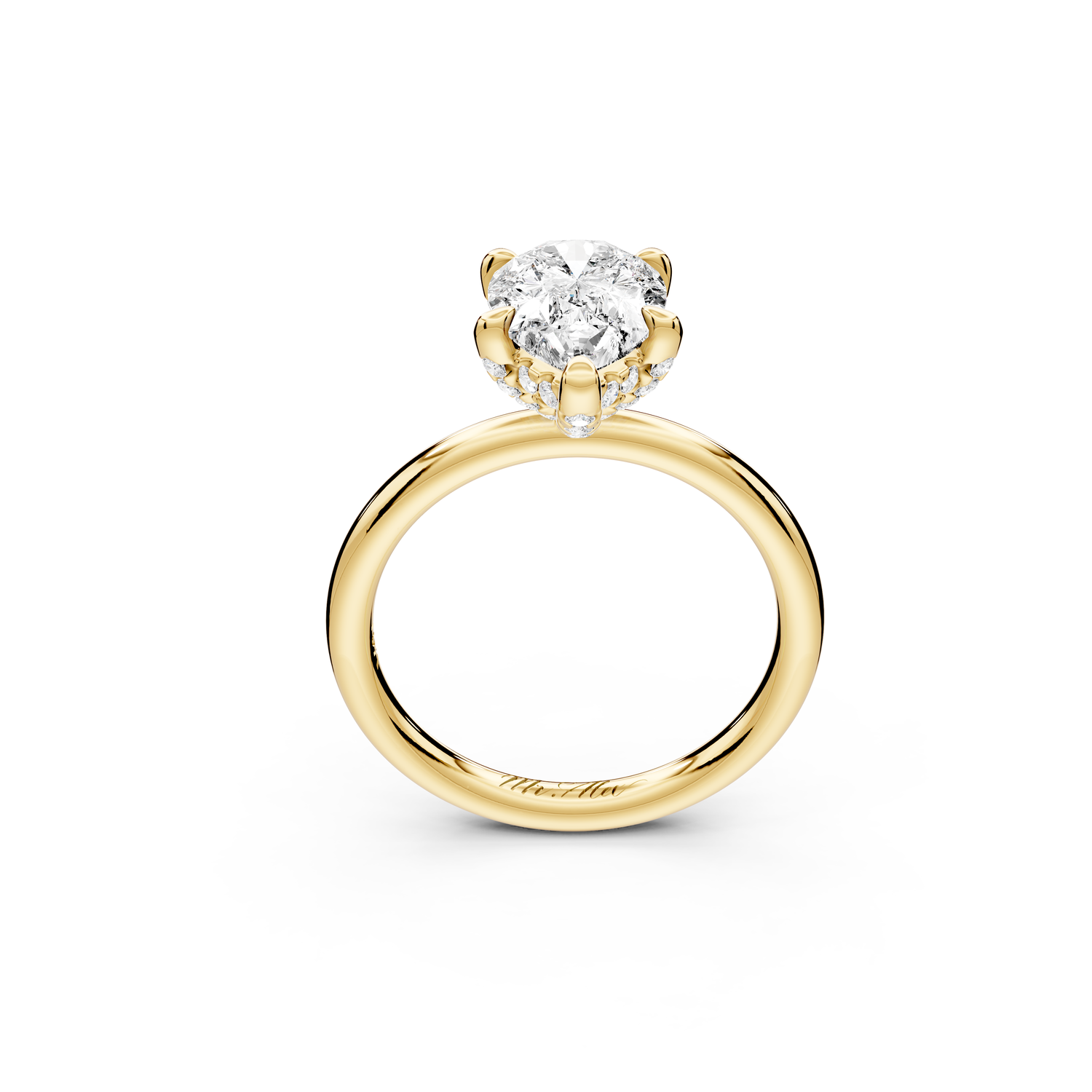 Shira - 2ct 14k yellow gold pear diamond with hidden halo and diamond crown talon prong solitaire Engagement ring