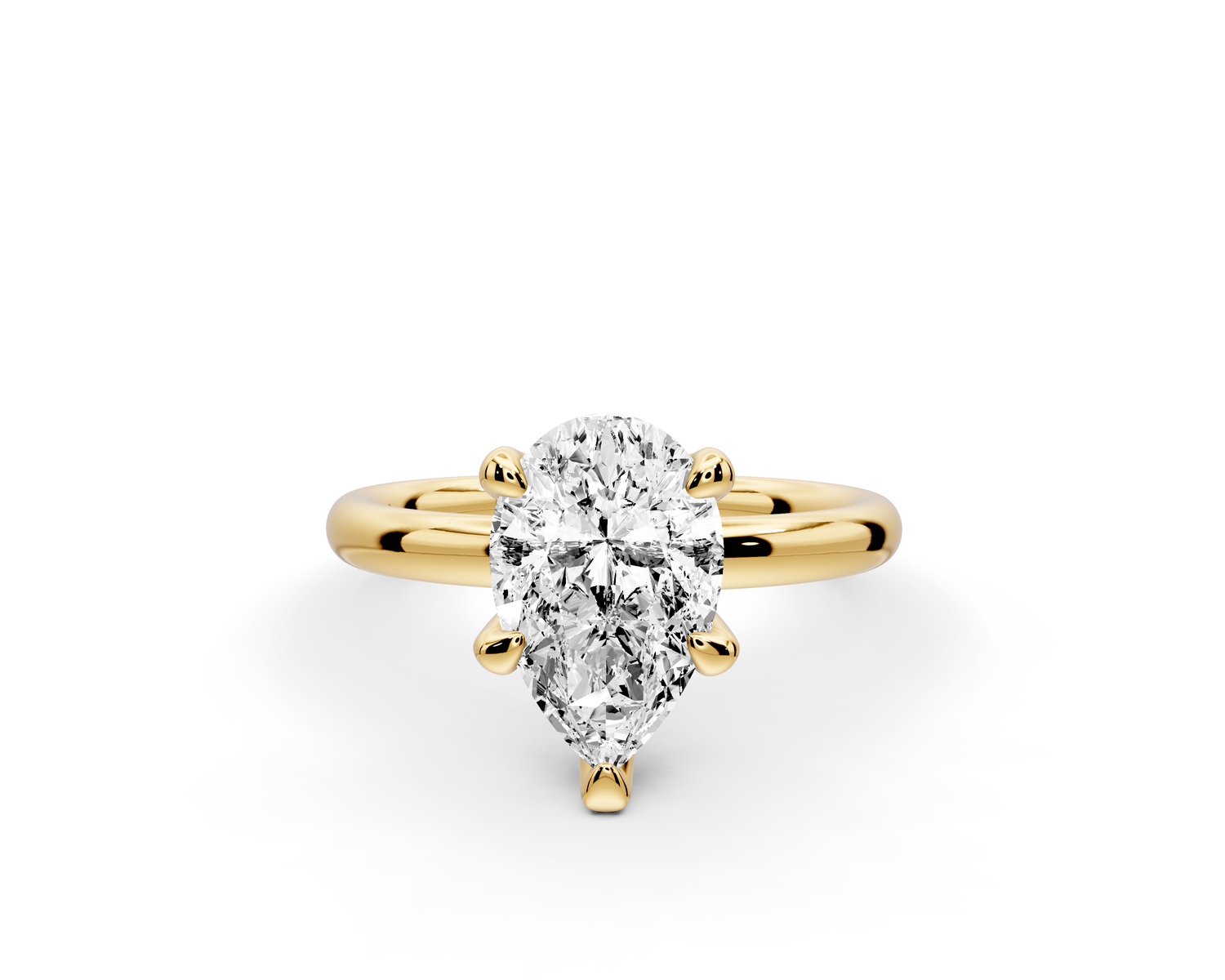 Shira - 2ct 14k yellow gold pear diamond with hidden halo and diamond crown talon prong solitaire Engagement ring