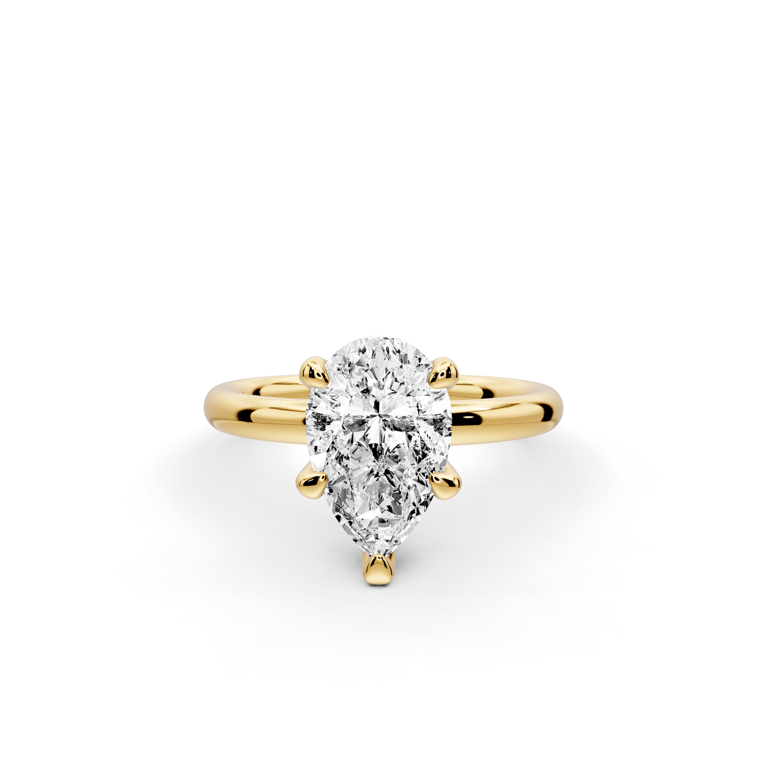 Shira - 2ct 14k yellow gold pear diamond with hidden halo and diamond crown talon prong solitaire Engagement ring