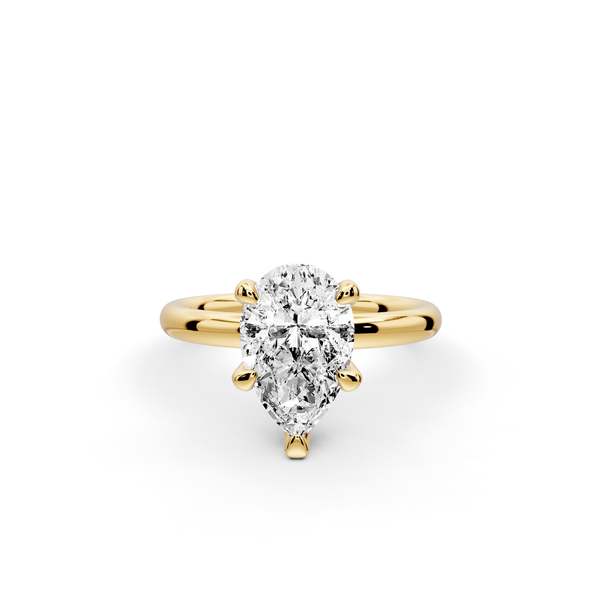 Shira - 2ct 14k yellow gold pear diamond with hidden halo and diamond crown talon prong solitaire Engagement ring