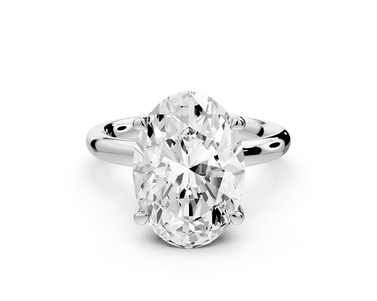 Shira - 3ct 14k white gold oval diamond with hidden halo and diamond crown talon prong solitaire Engagement ring