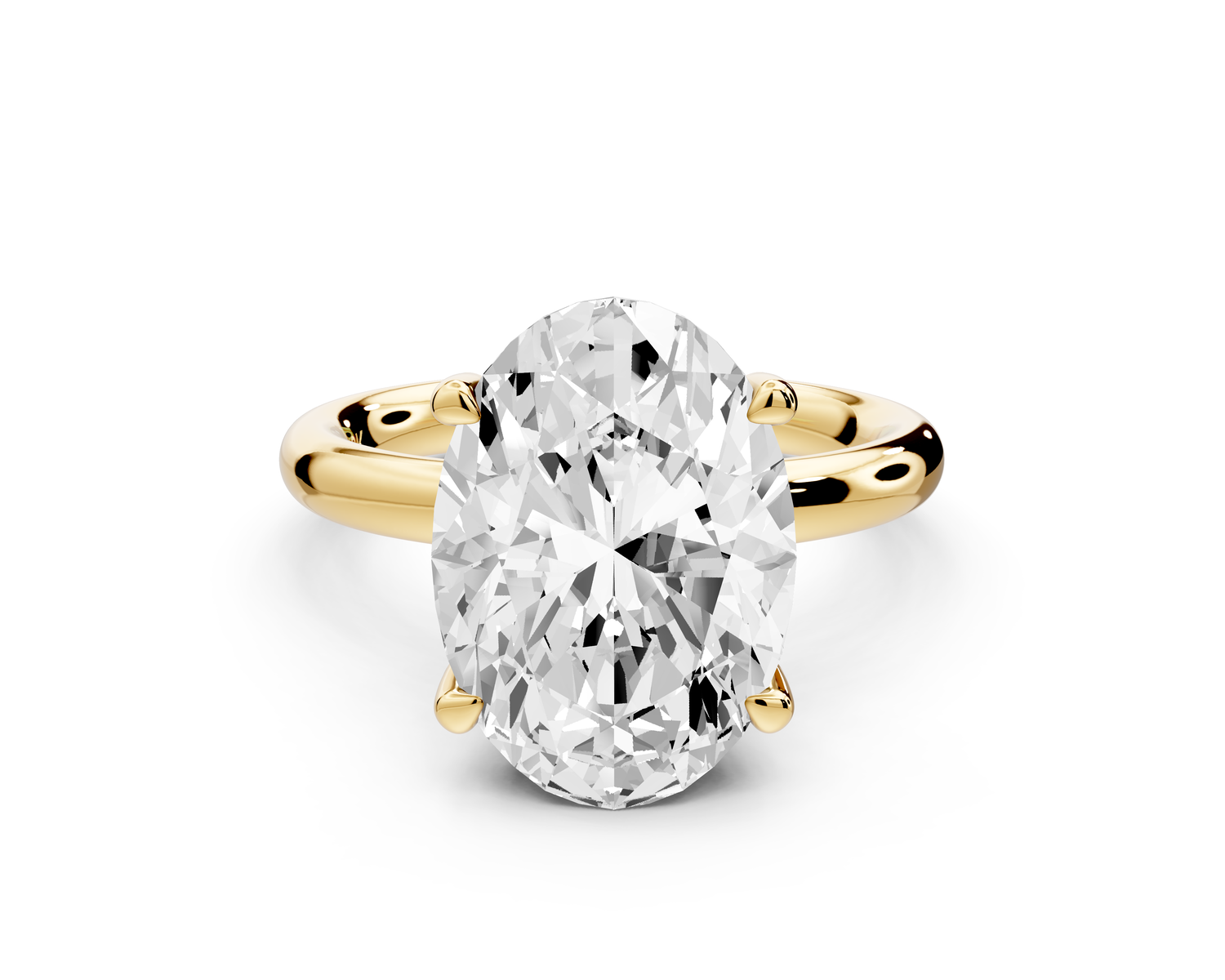 Shira - 3ct 14k yellow gold oval diamond with hidden halo and diamond crown talon prong solitaire Engagement ring