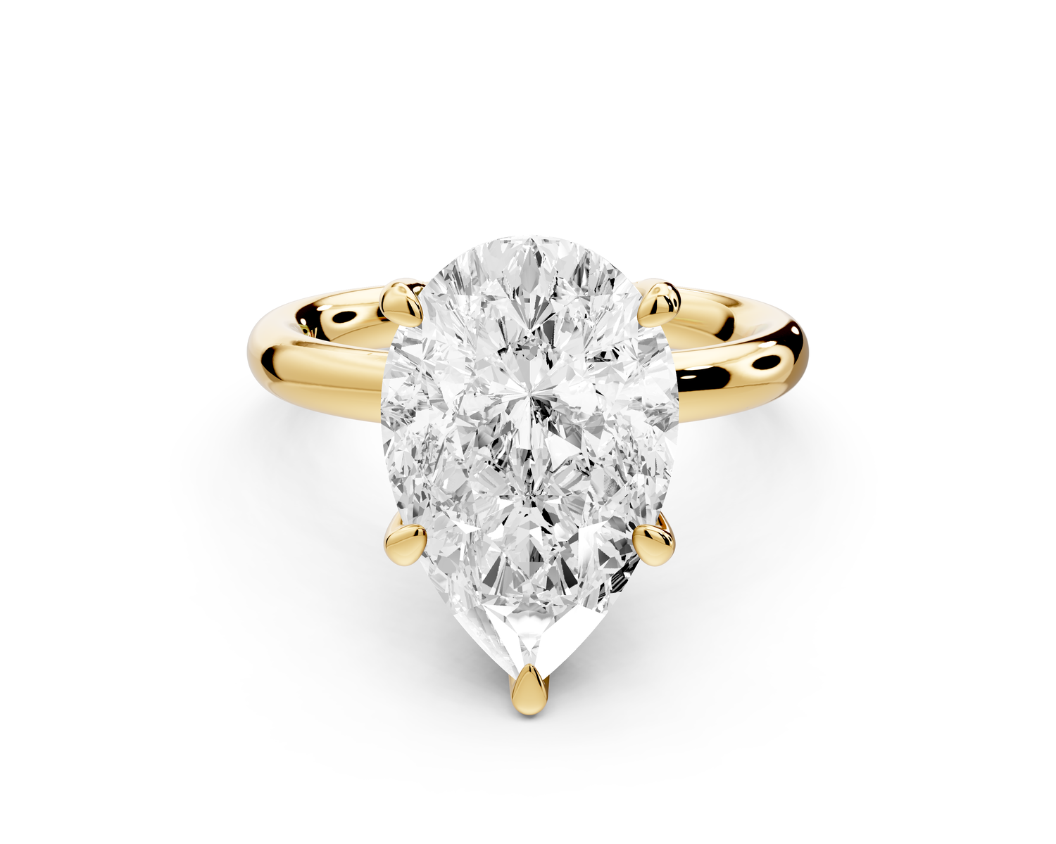 Shira - 3ct 14k yellow gold pear diamond with hidden halo and diamond crown talon prong solitaire Engagement ring