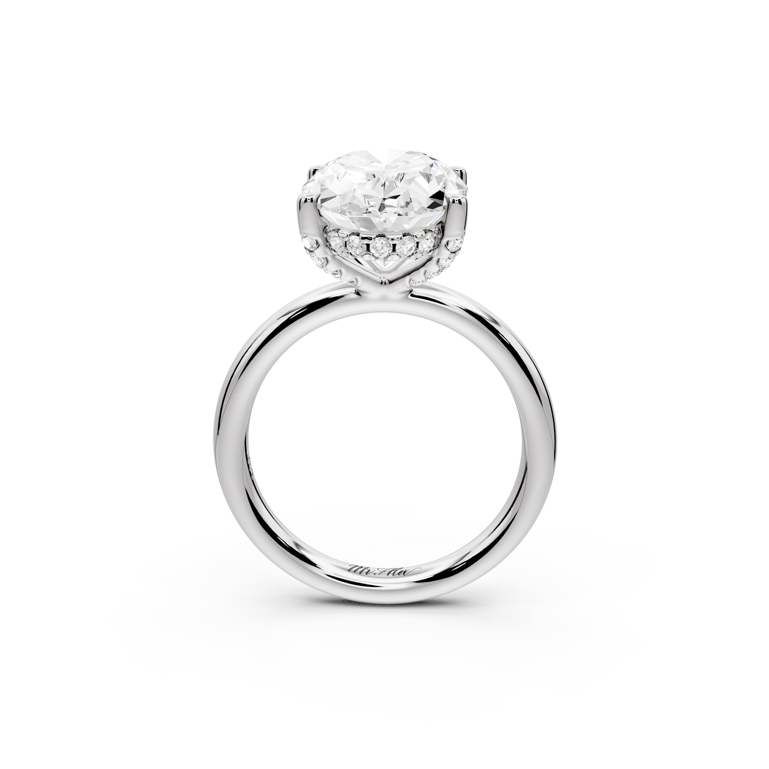 Shira - 4ct 14k white gold oval diamond with hidden halo and diamond crown talon prong solitaire Engagement ring