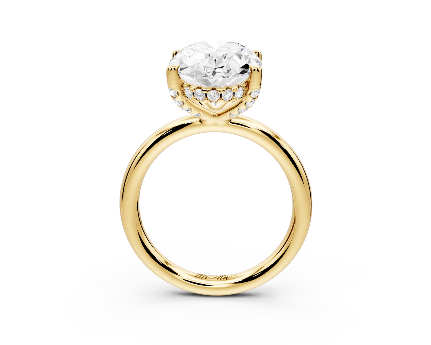 Shira - 4ct 14k yellow gold oval diamond with hidden halo and diamond crown talon prong solitaire Engagement ring