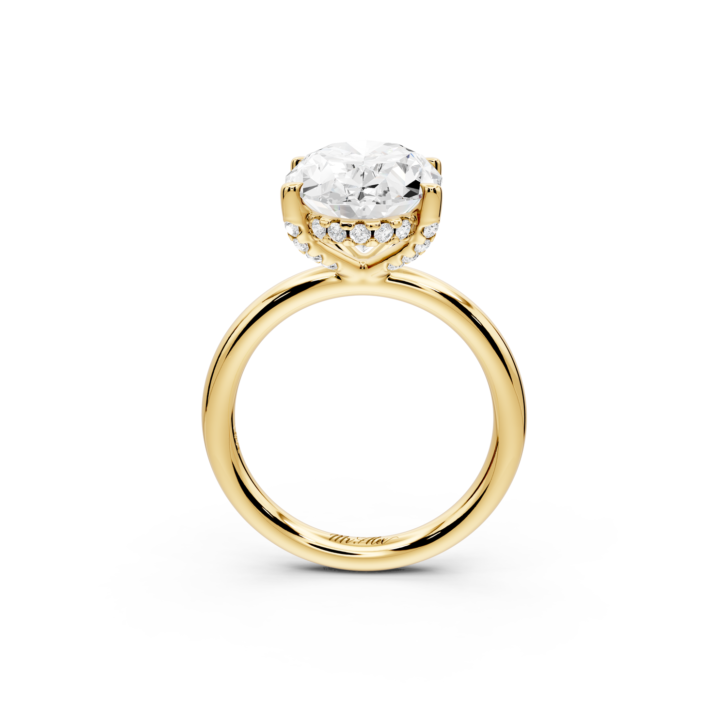 Shira - 4ct 14k yellow gold oval diamond with hidden halo and diamond crown talon prong solitaire Engagement ring