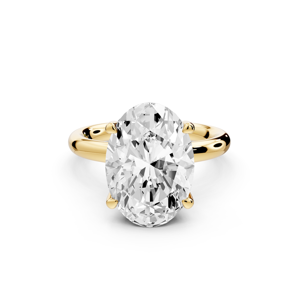 Shira - 4ct 14k yellow gold oval diamond with hidden halo and diamond crown talon prong solitaire Engagement ring