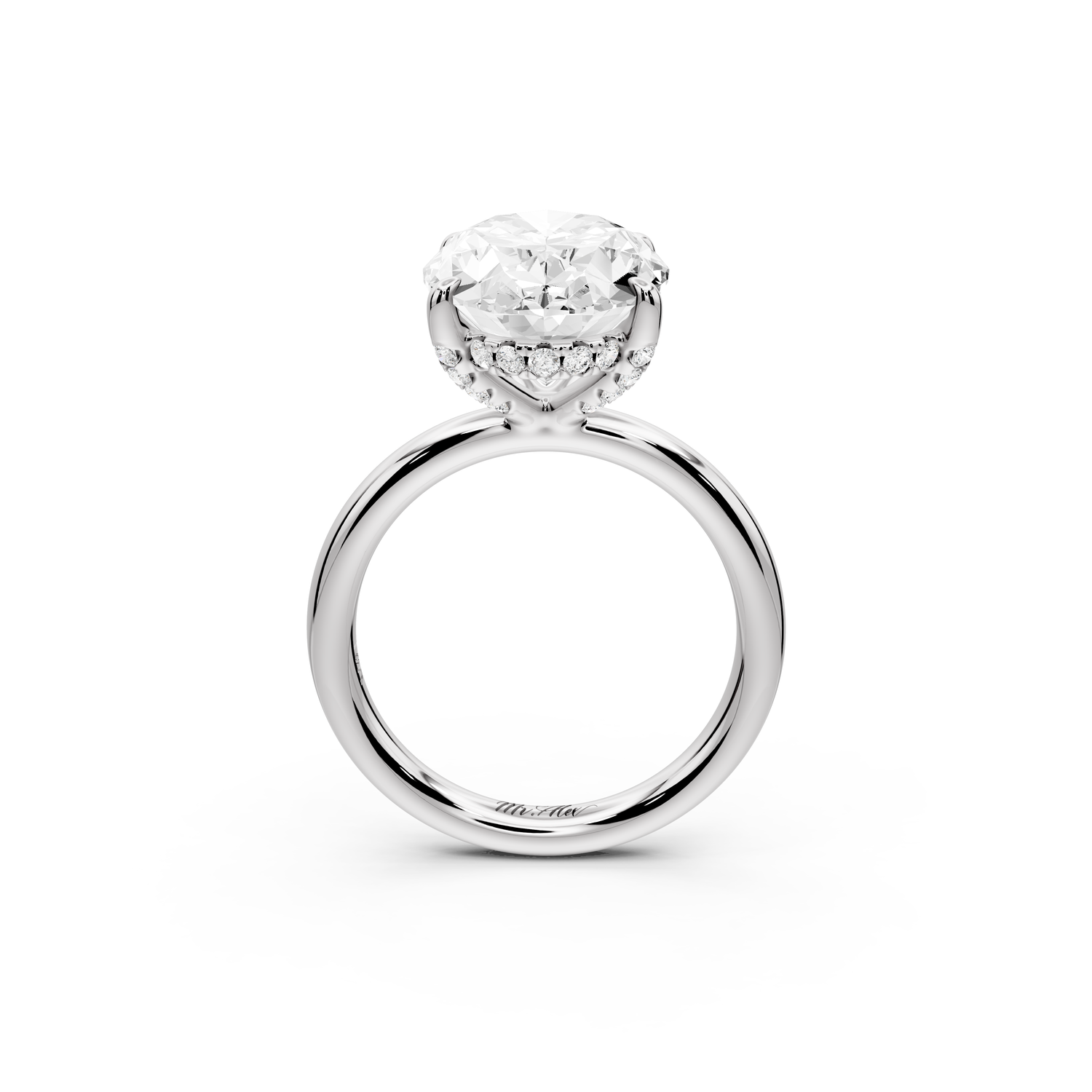 Shira - 5ct 14k white gold oval diamond with hidden halo and diamond crown talon prong solitaire Engagement ring