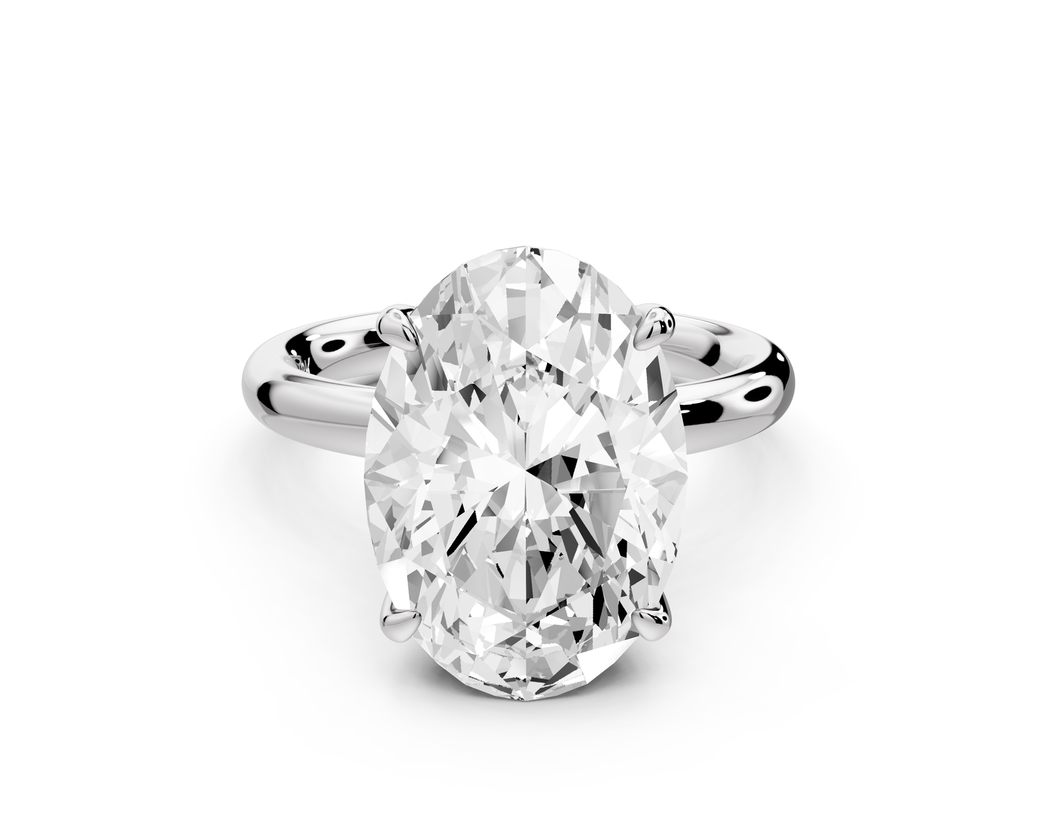 Shira - 5ct 14k white gold oval diamond with hidden halo and diamond crown talon prong solitaire Engagement ring