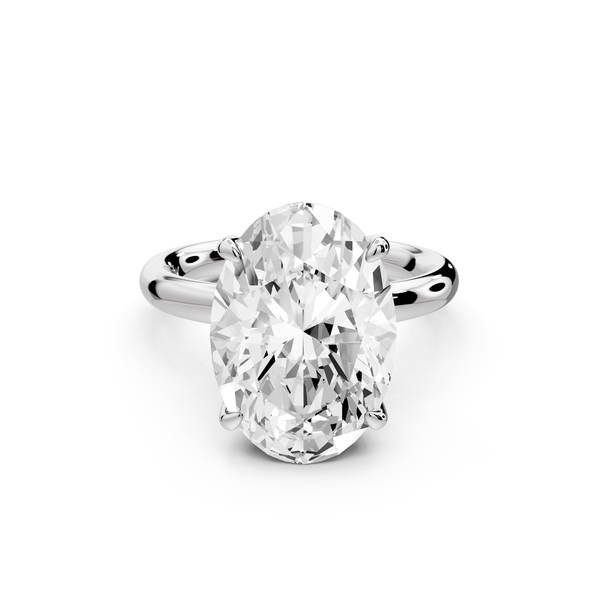 Shira - 5ct 14k white gold oval diamond with hidden halo and diamond crown talon prong solitaire Engagement ring