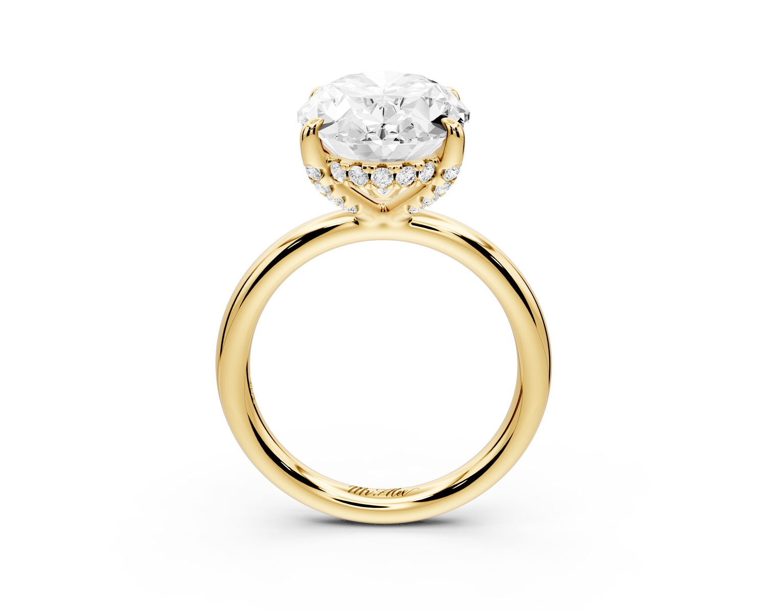 Shira - 5ct 14k yellow gold oval diamond with hidden halo and diamond crown talon prong solitaire Engagement ring