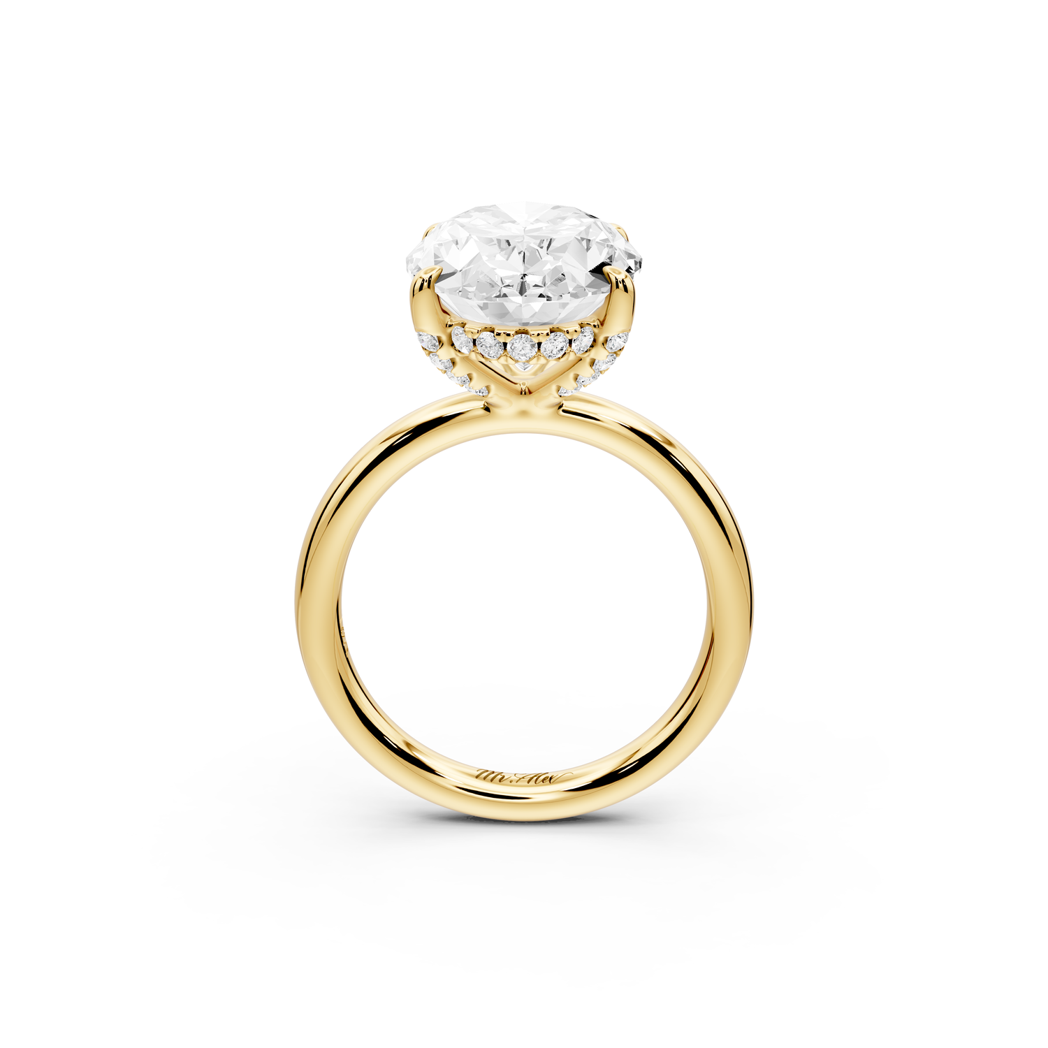 Shira - 5ct 14k yellow gold oval diamond with hidden halo and diamond crown talon prong solitaire Engagement ring