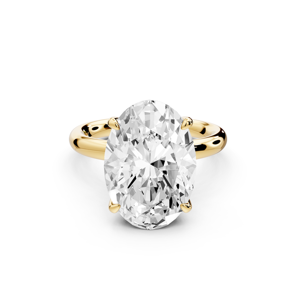 Shira - 5ct 14k yellow gold oval diamond with hidden halo and diamond crown talon prong solitaire Engagement ring