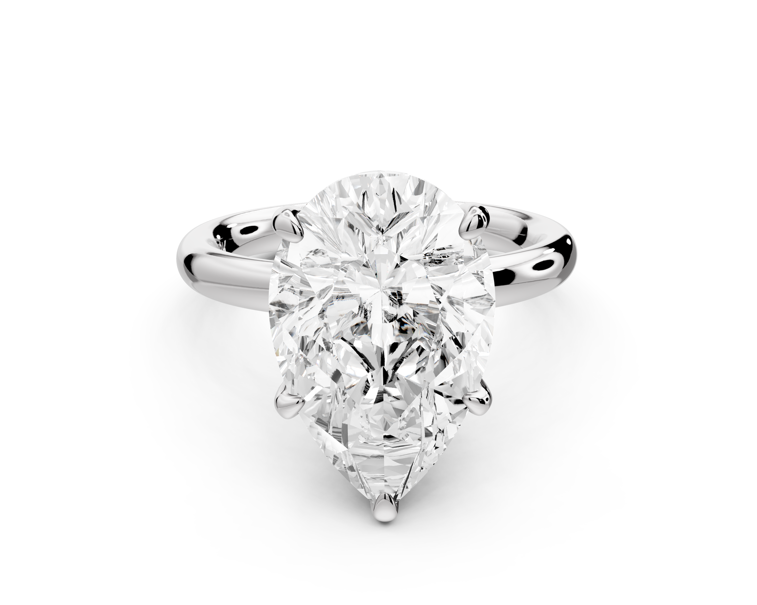 Shira - 5ct 14k white gold pear diamond with hidden halo and diamond crown talon prong solitaire Engagement ring