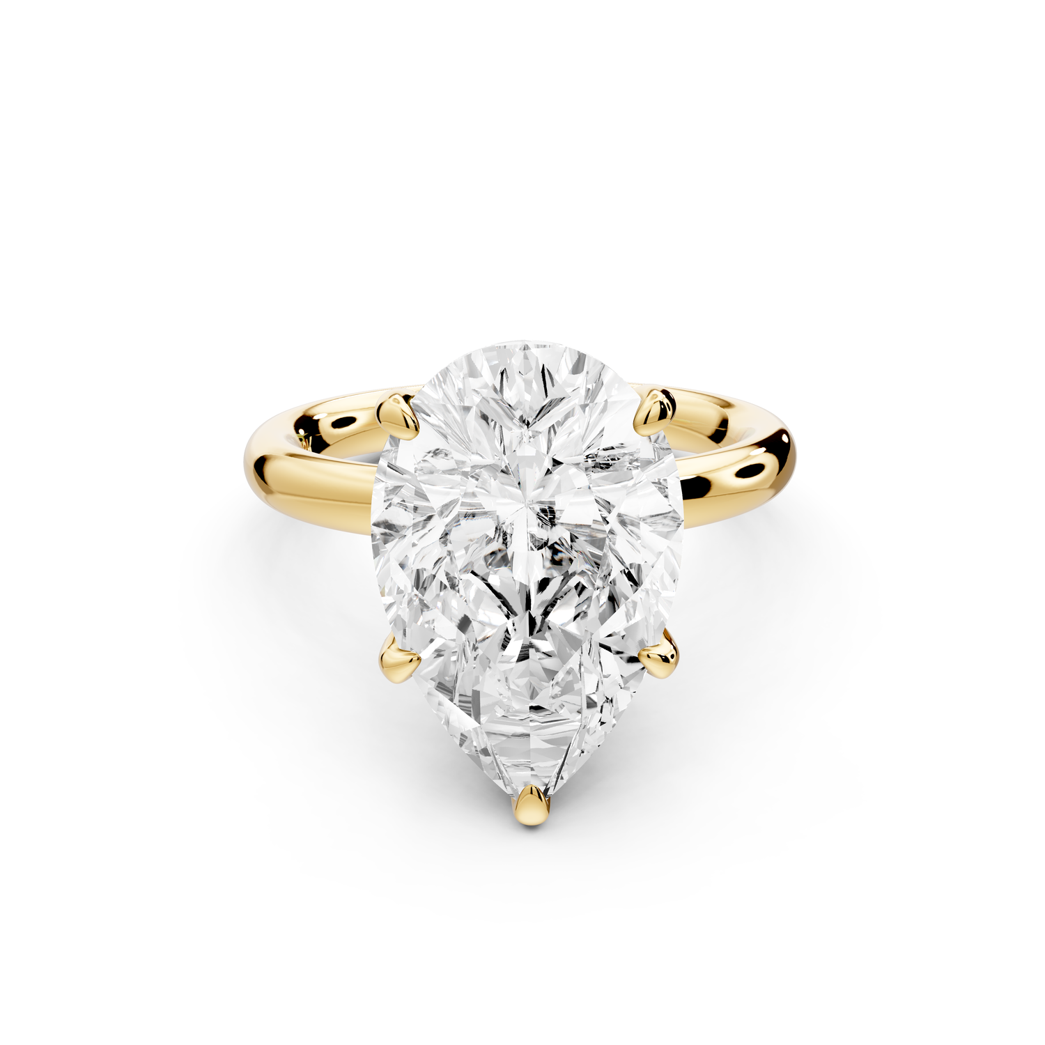 Shira - 5ct 14k yellow gold pear diamond with hidden halo and diamond crown talon prong solitaire Engagement ring