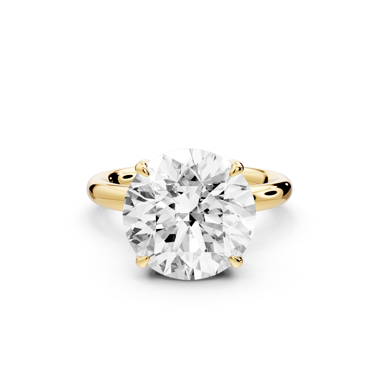 Shira - 5ct 14k white gold round diamond with hidden halo and diamond crown talon prong solitaire engagment ring