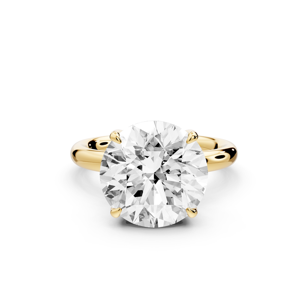Shira - 5ct 14k white gold round diamond with hidden halo and diamond crown talon prong solitaire engagment ring