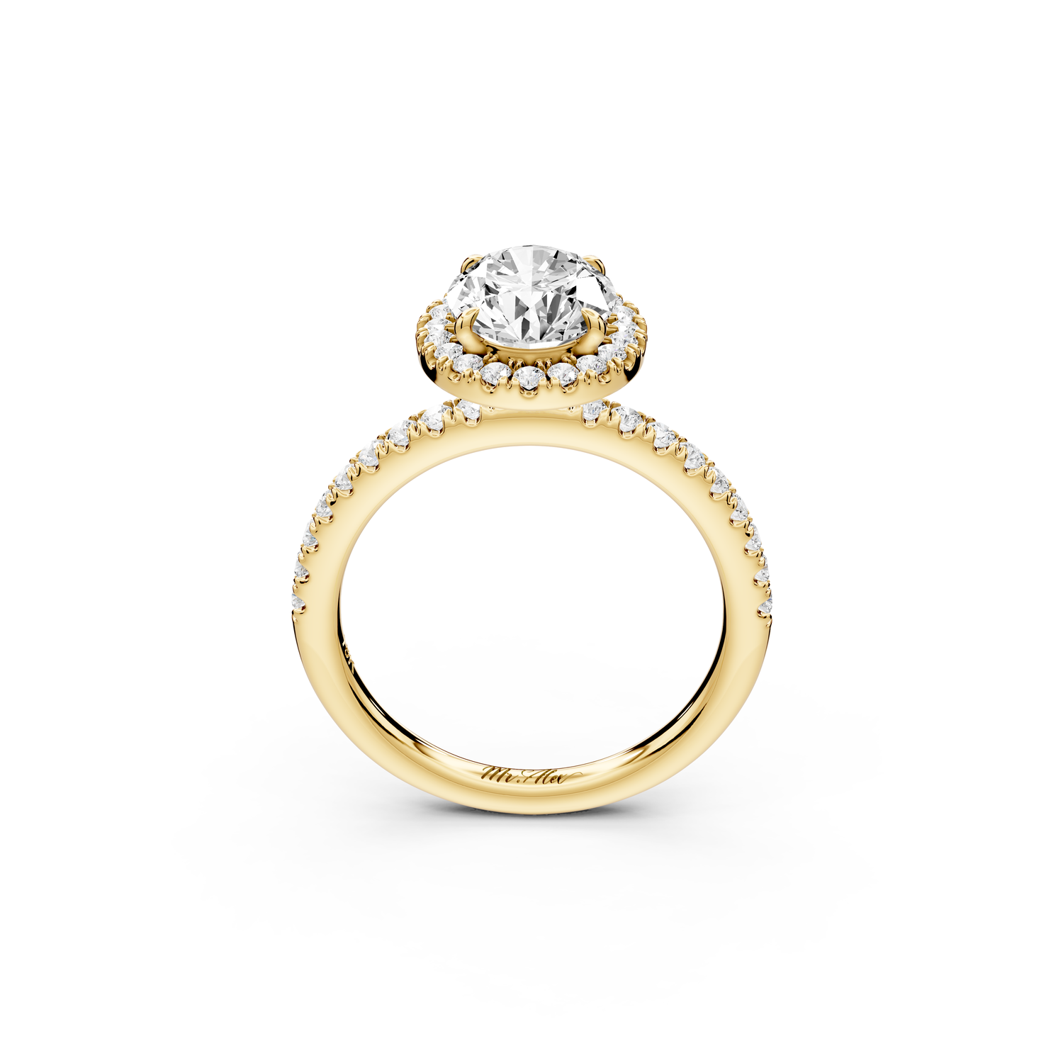 Marina - 2ct 14k yellow gold oval halo Pavé half band Engagement ring