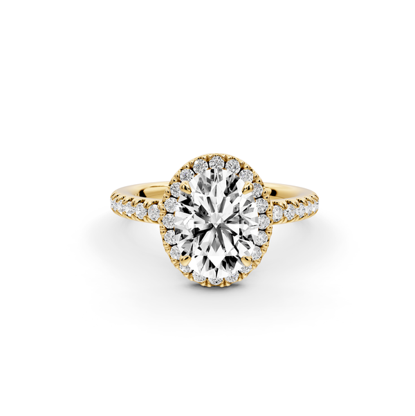 Marina - 2ct 14k yellow gold oval halo Pavé half band Engagement ring