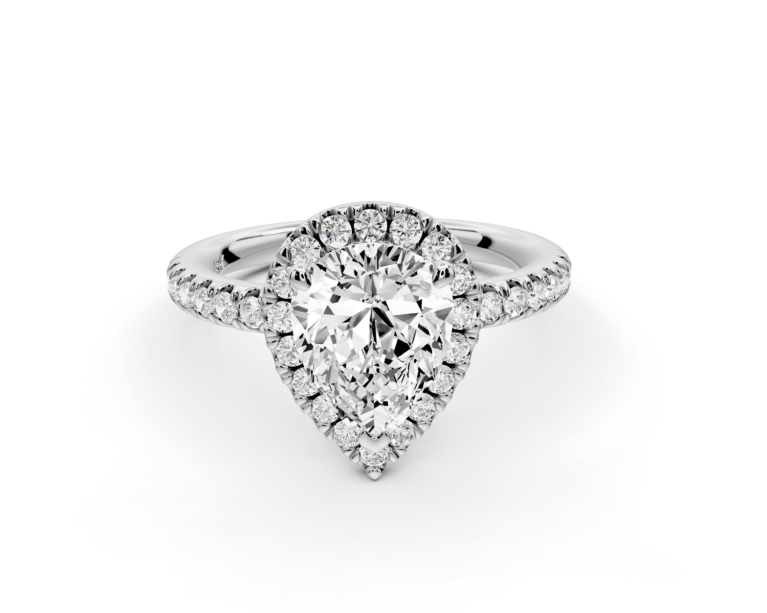 Marina - 2ct 14k white gold pear halo Pavé half band Engagement ring