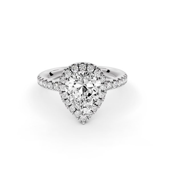 Marina - 2ct 14k white gold pear halo Pavé half band Engagement ring