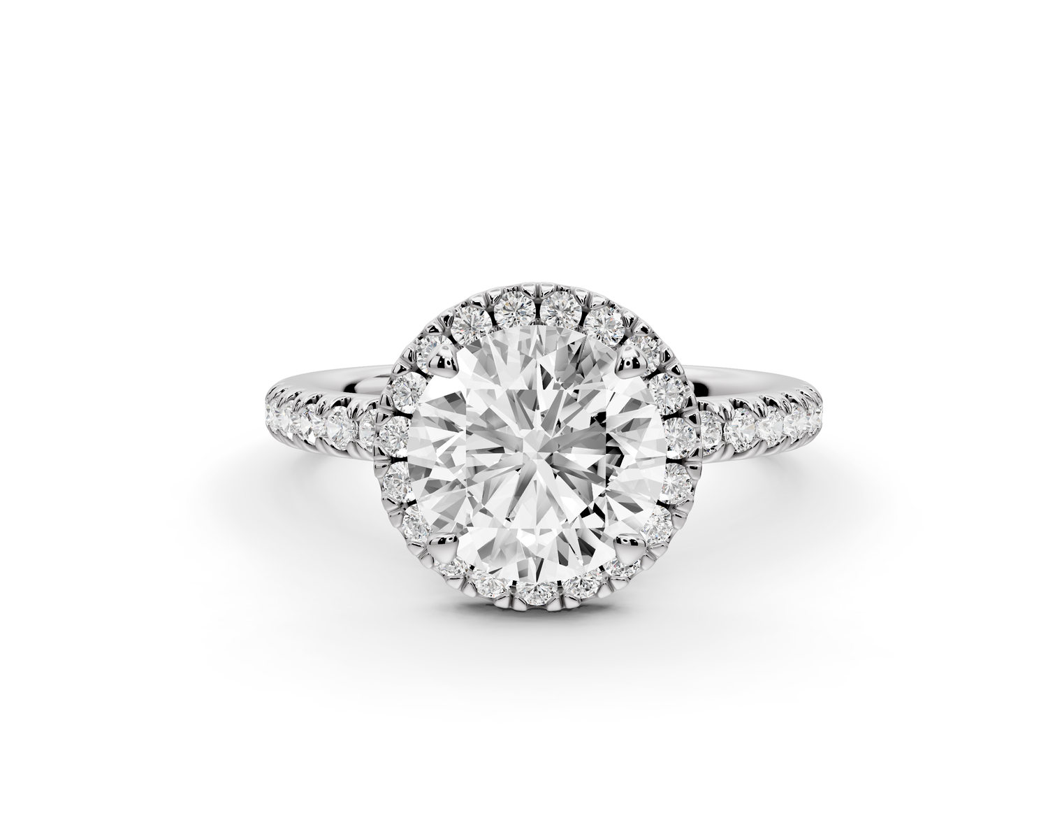 Marina - 2ct 14k white gold round halo Pavé half band engagment ring