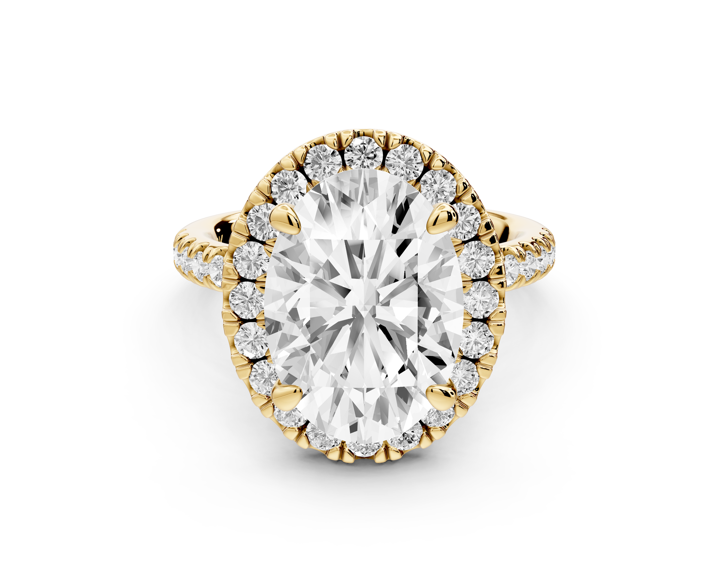 Marina - 3ct 14k yellow gold oval halo Pavé half band Engagement ring