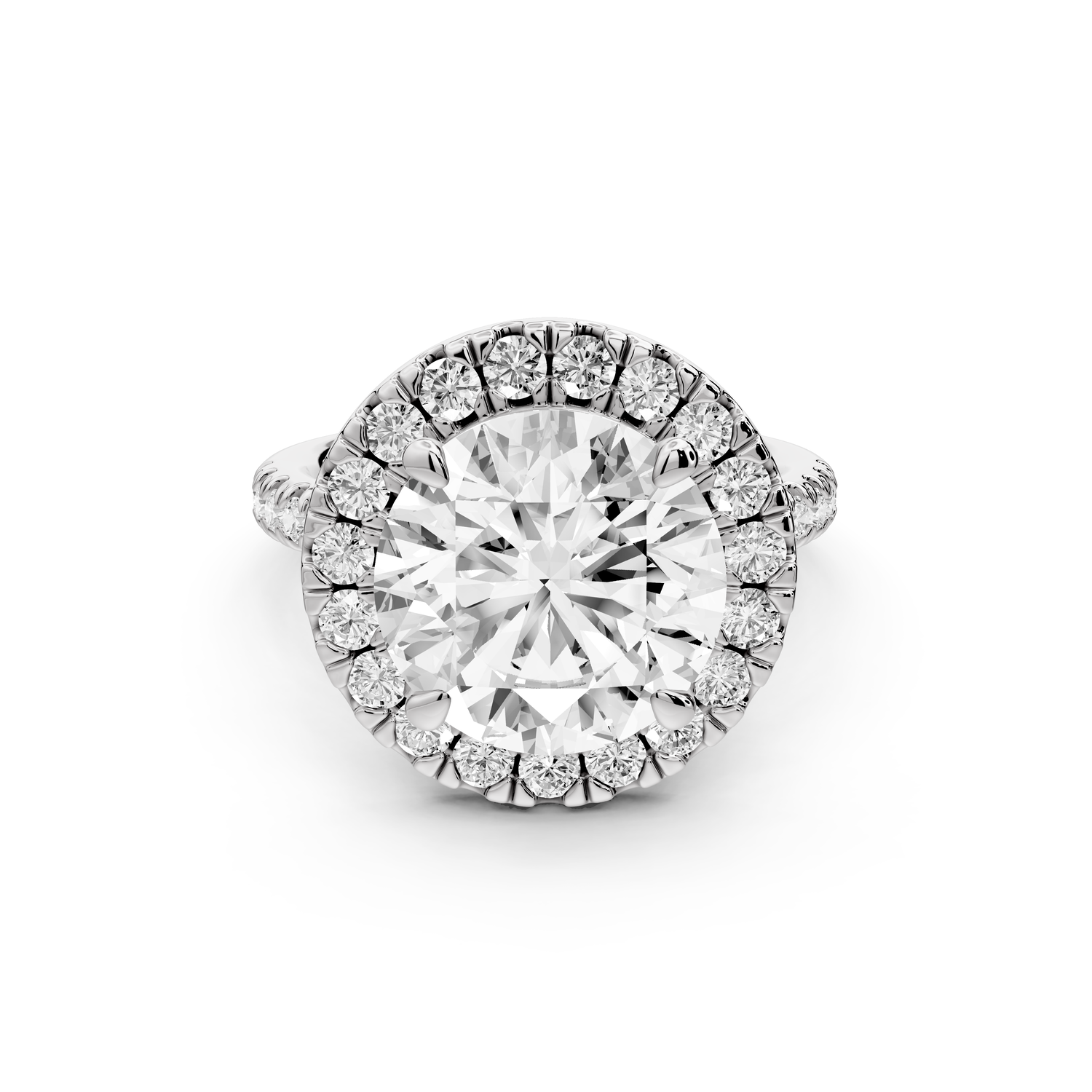 Marina - 4ct 14k white gold round halo Pavé half band engagment ring