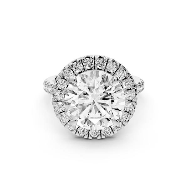 Marina - 4ct 14k white gold round halo Pavé half band engagment ring