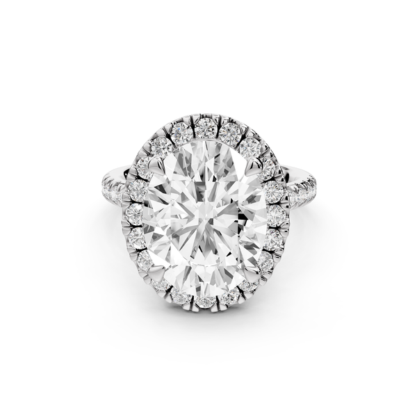 Marina - 5ct 14k white gold oval halo Pavé half band Engagement ring