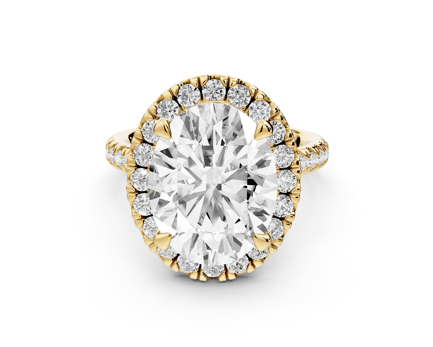 Marina - 5ct 14k yellow gold oval halo Pavé half band Engagement ring