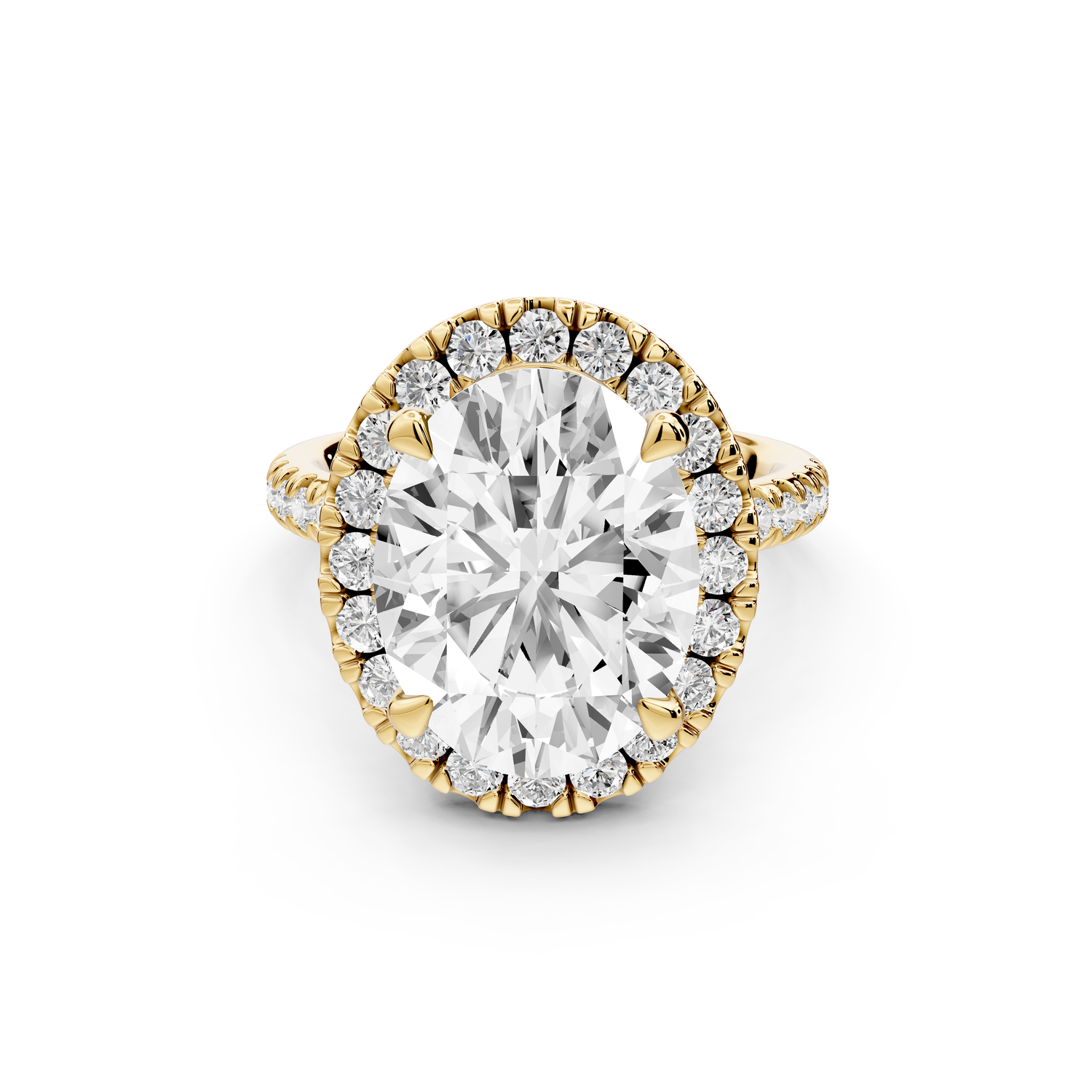 Marina - 5ct 14k yellow gold oval halo Pavé half band Engagement ring