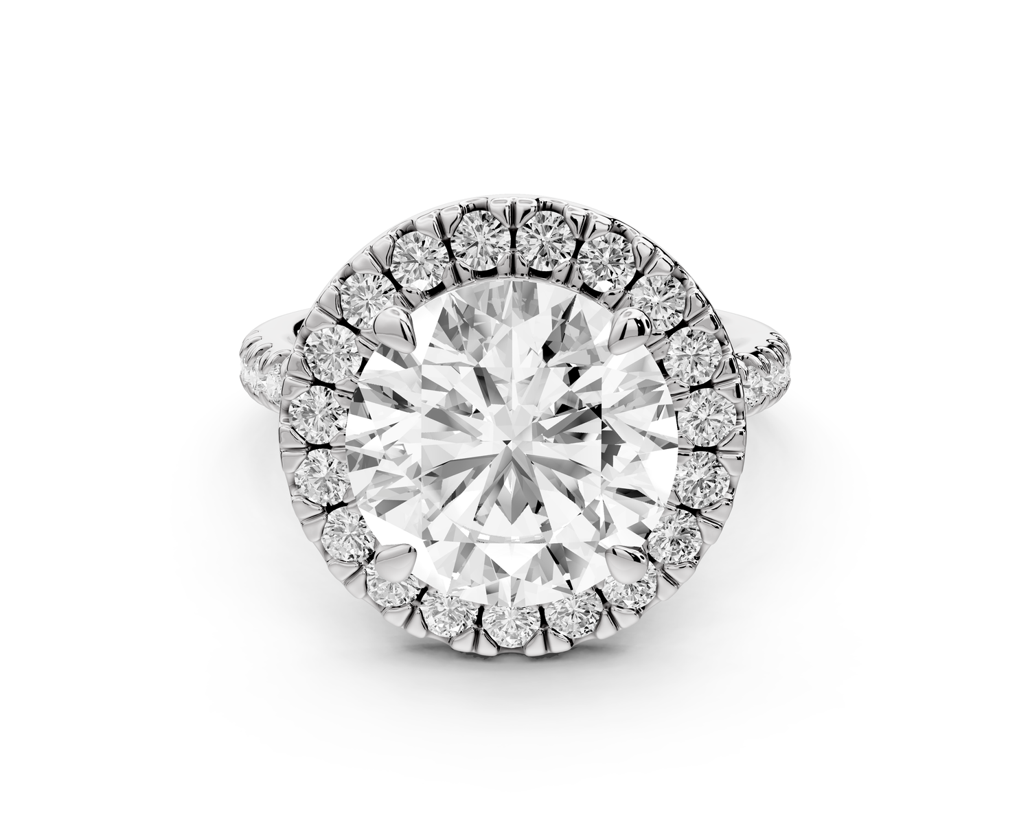 Marina - 5ct 14k white gold round halo Pavé half band engagment ring