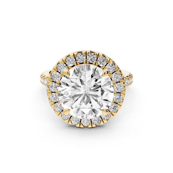 Marina - 5ct 14k yellow gold round halo Pavé half band engagment ring