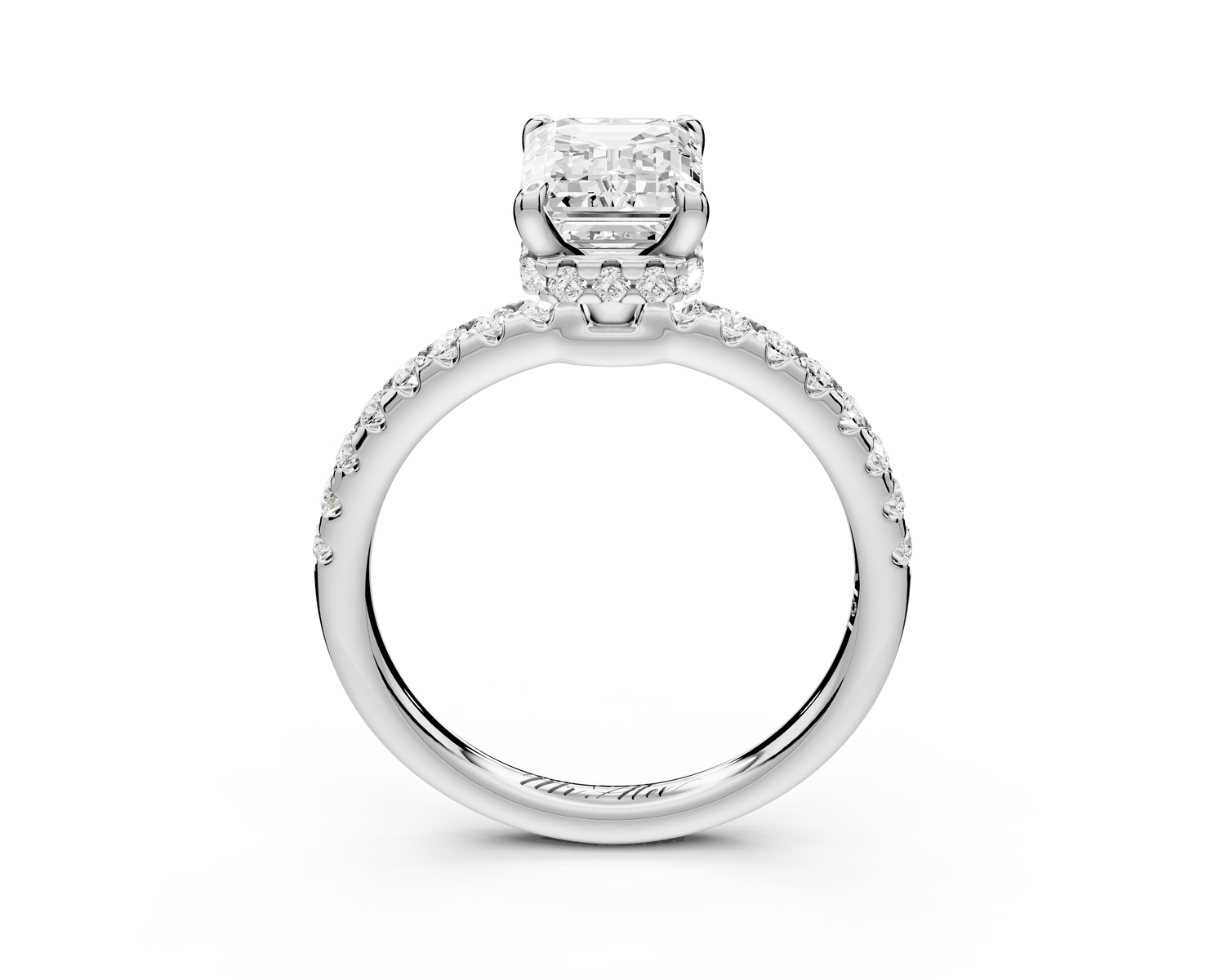 Arina - 2ct 14k white gold emerald Diamond with a wrap around halo and pavé Engagement ring