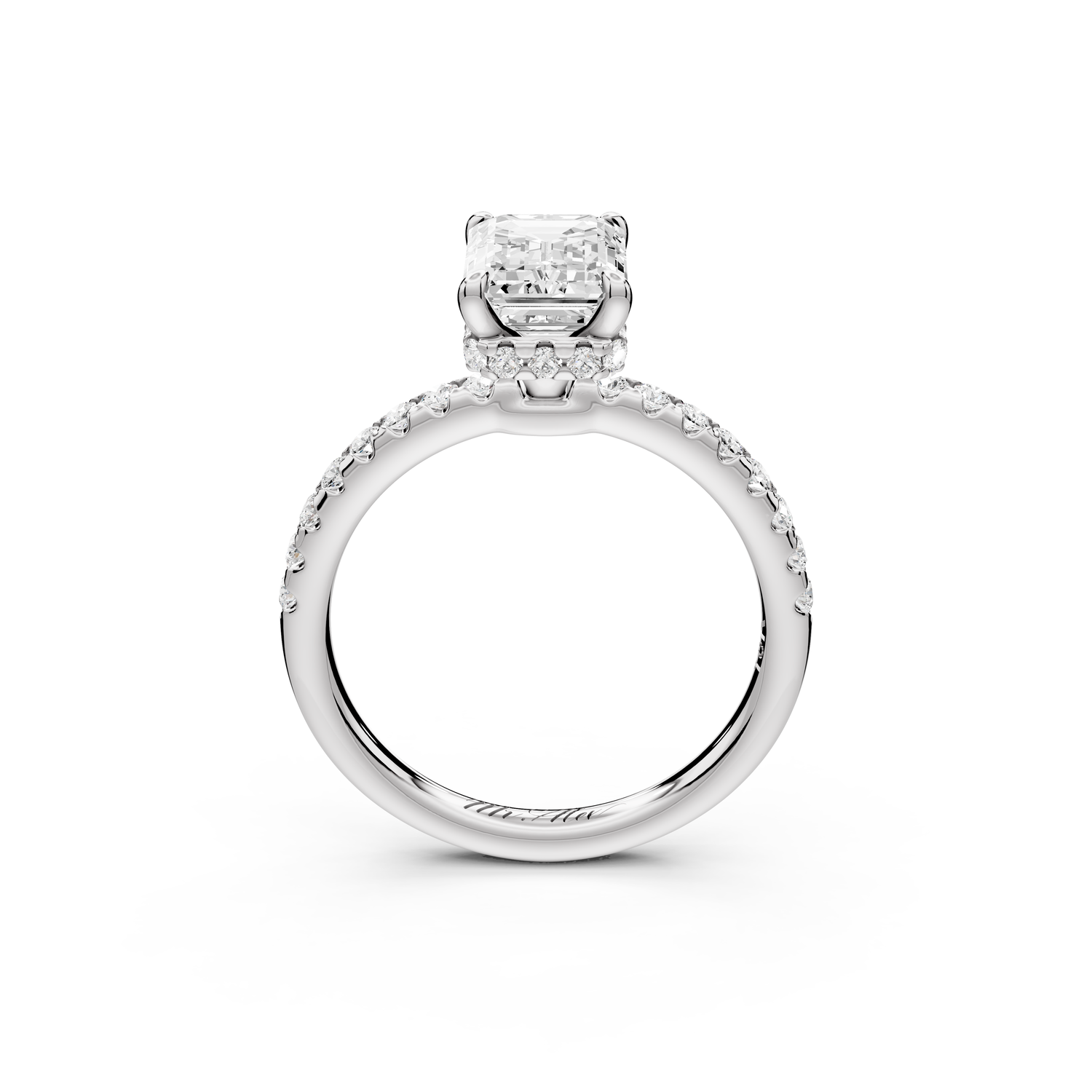 Arina - 2ct 14k white gold emerald Diamond with a wrap around halo and pavé Engagement ring