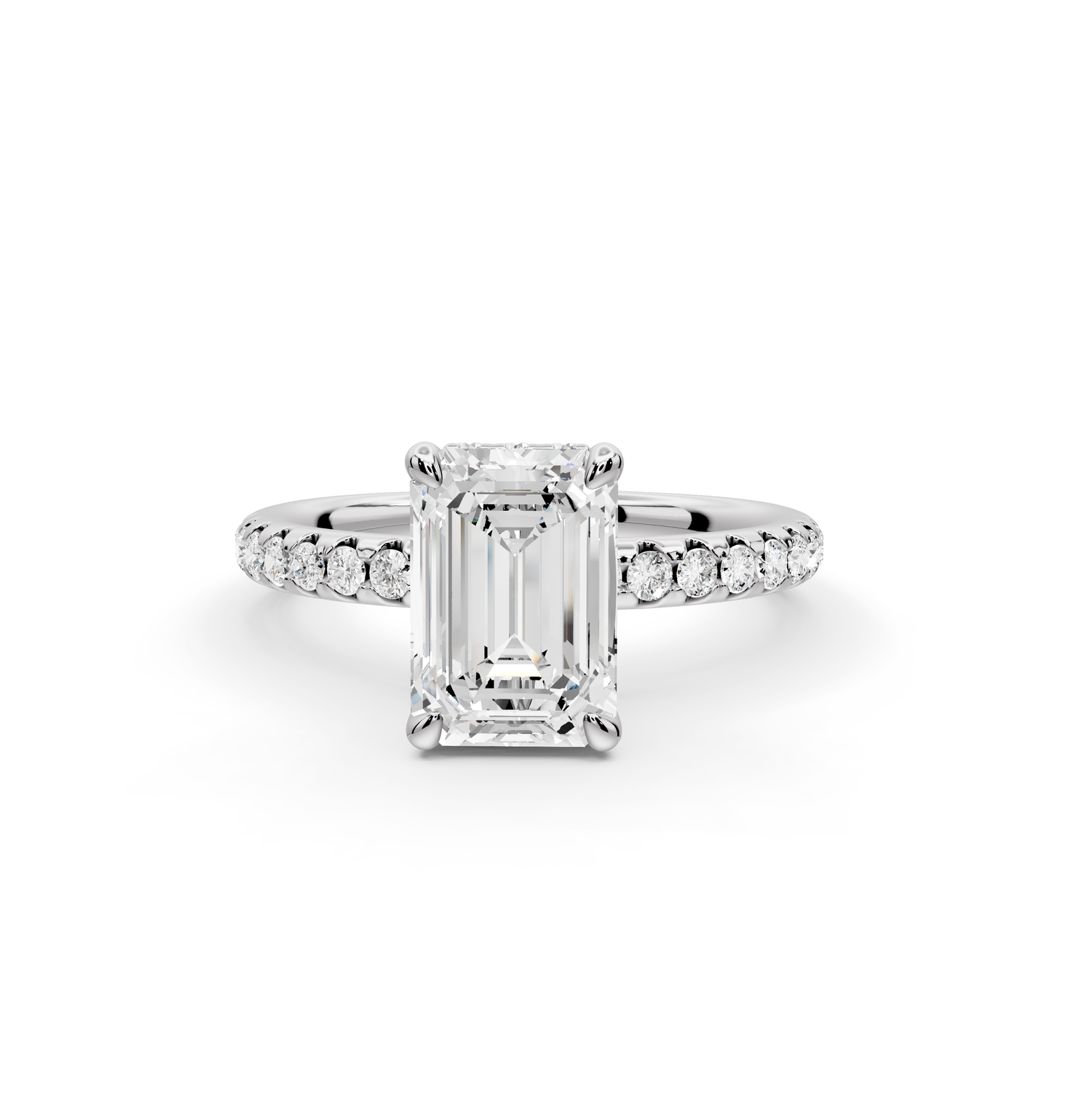 Arina - 2ct 14k white gold emerald Diamond with a wrap around halo and pavé Engagement ring