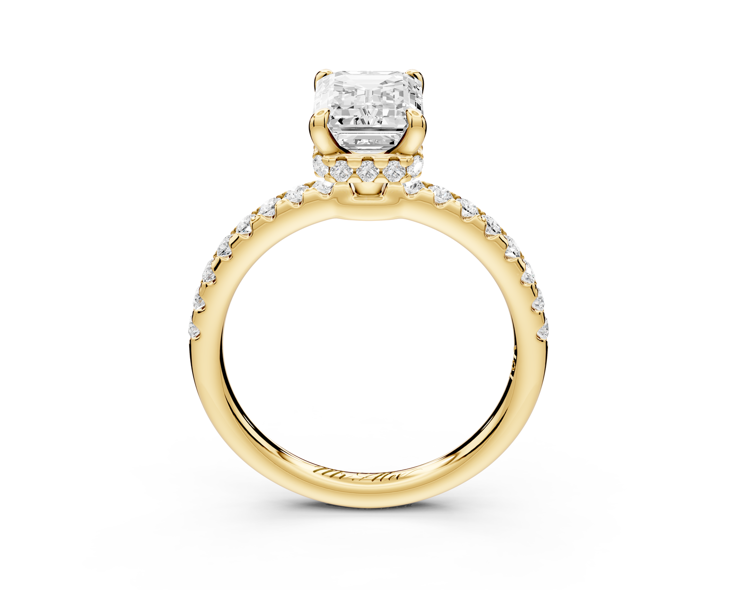 Arina - 2ct 14k yellow gold emerald Diamond with a wrap around halo and pavé Engagement ring