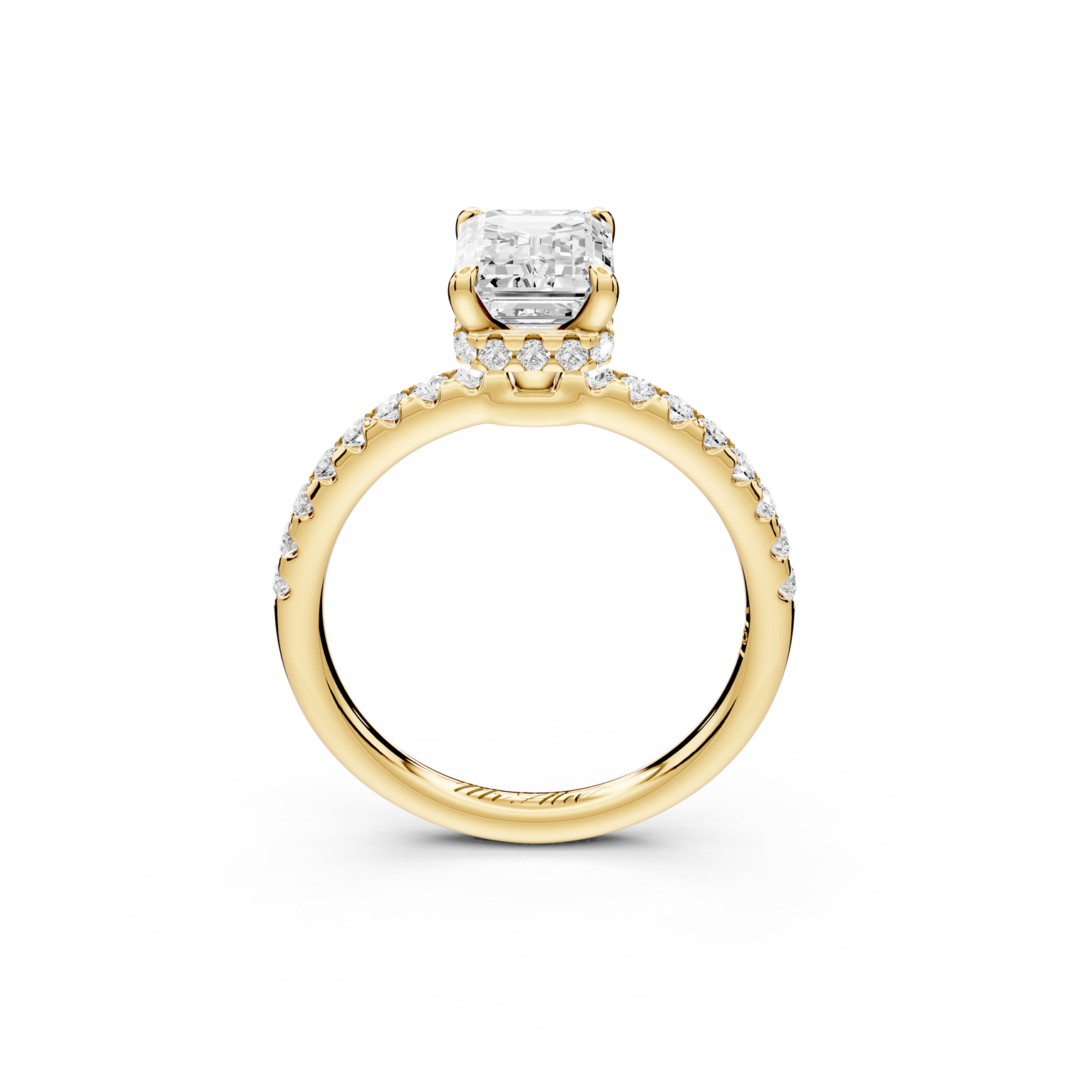 Arina - 2ct 14k yellow gold emerald Diamond with a wrap around halo and pavé Engagement ring