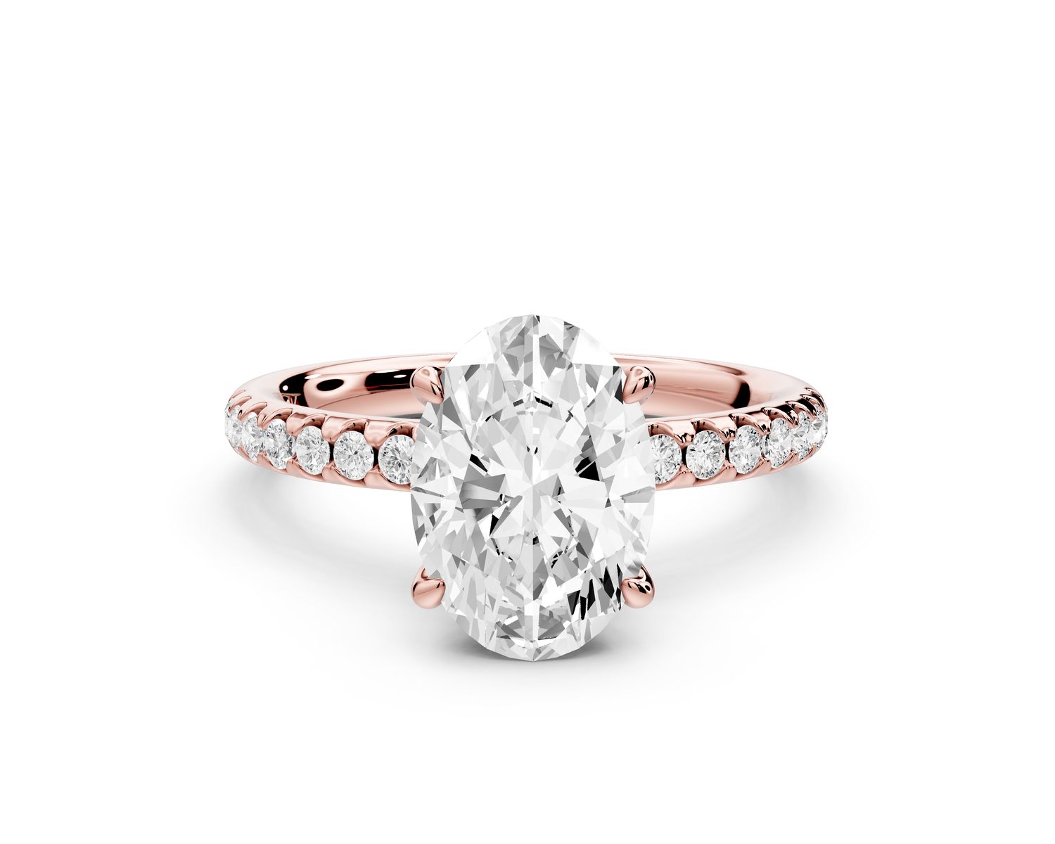Arina - 2ct 14k rose gold oval Diamond with a wrap around halo and pavé Engagement ring
